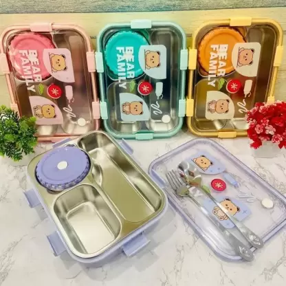 Bear Family Bento Box (Lunch Box) Stainless Steel (700ML + 150ML)