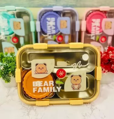Bear Family Bento Box (Lunch Box) Stainless Steel (700ML + 150ML)