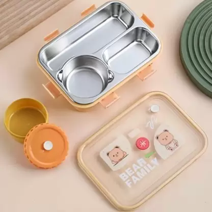 Bear Family Bento Box (Lunch Box) Stainless Steel (700ML + 150ML)