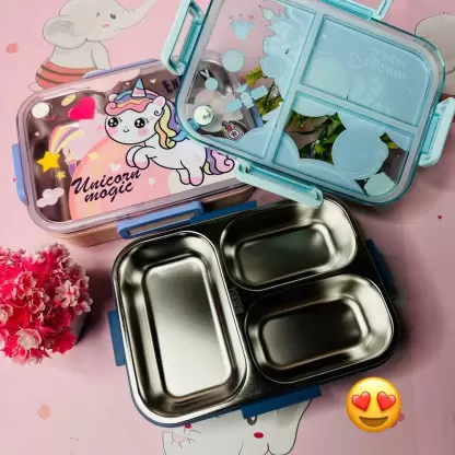 Unicorn Stainless Steel Insulated 3 Grid Lunch Box-750 ml